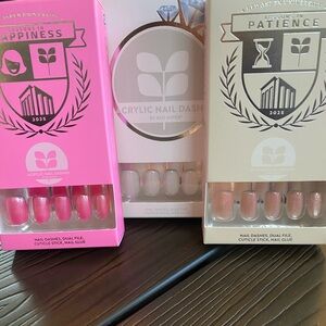 Acrylic Nail Dashes, 3 sets. Brand new in boxes.